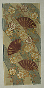 Piece from a Kosode with Fans and Cherry Blossoms